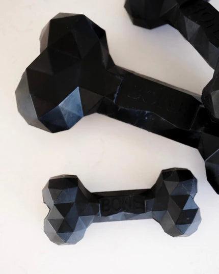 Black diamond natural rubber bone toy