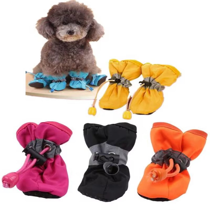 4Pcs Waterproof Dog Shoes Anti-Slip Rain Snow Boot