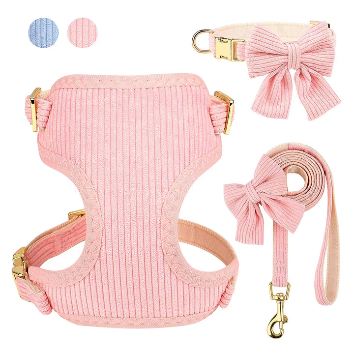 Pink Dog Collar Harness Leash Set