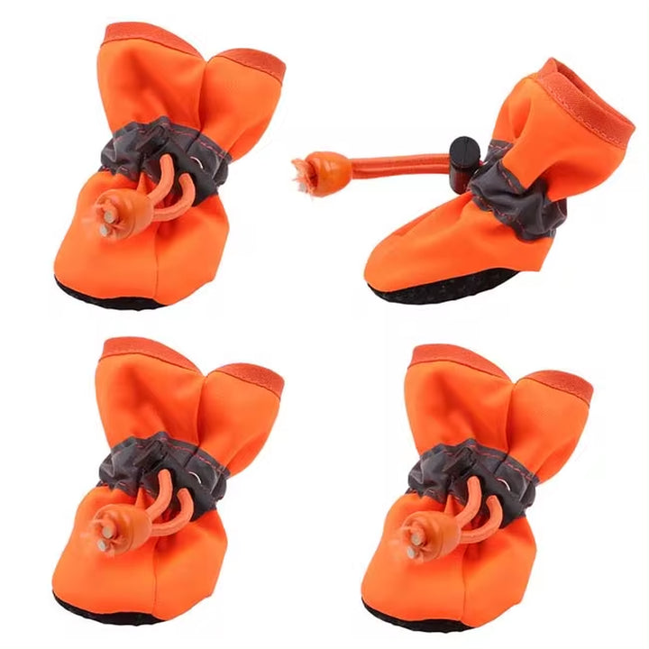 4Pcs Waterproof Dog Shoes Anti-Slip Rain Snow Boot