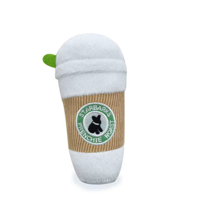 Plush Interactive Dog Toys Pet Squeaky Toys Coffee Cup Design Products Pet Chewing Cleaning Tools Plush Play Dog Accessories