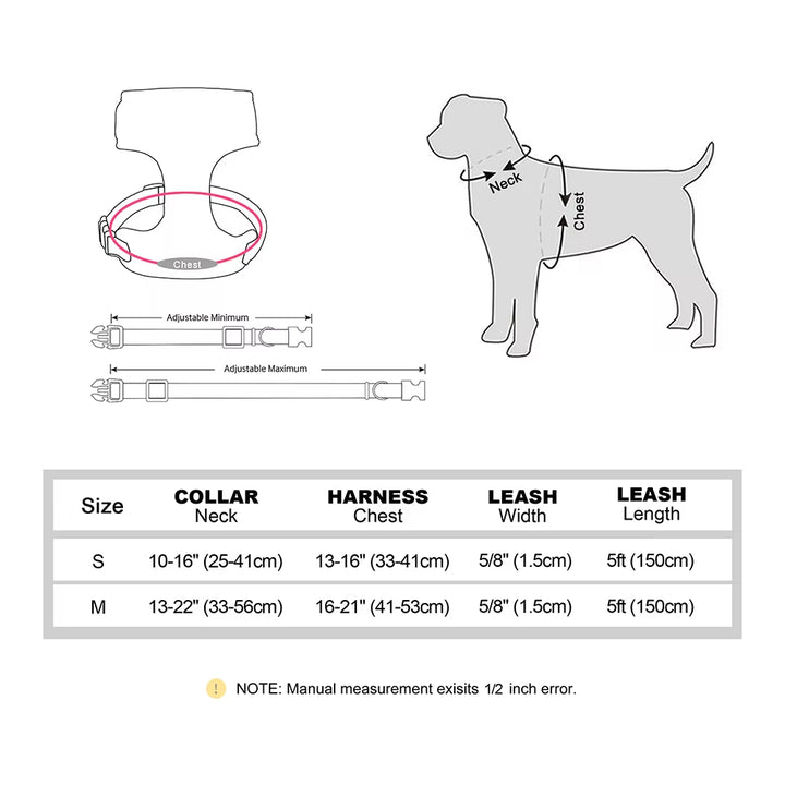 Pink Dog Collar Harness Leash Set